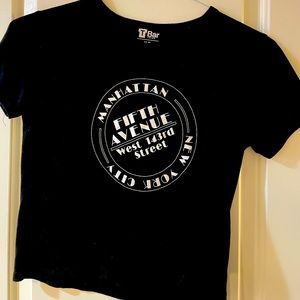 Black graphic crop tee